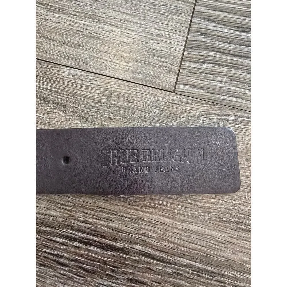 True Religion Brown Leather Belt Size 32 | Casual Designer Brand Jeans Accessory